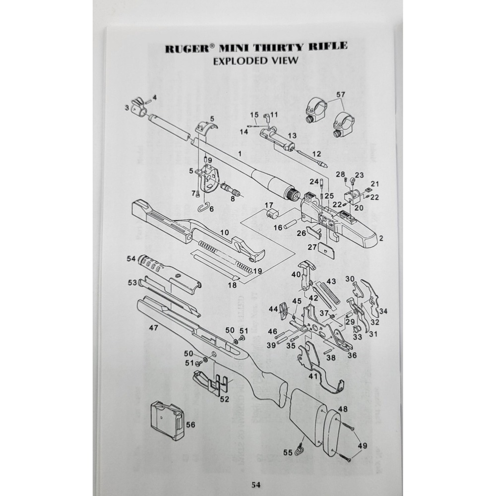 Ruger Instruction Manual For A Ruger Mini-14 Ranch & Mini Thirty Rifles - Picture 5 of 6